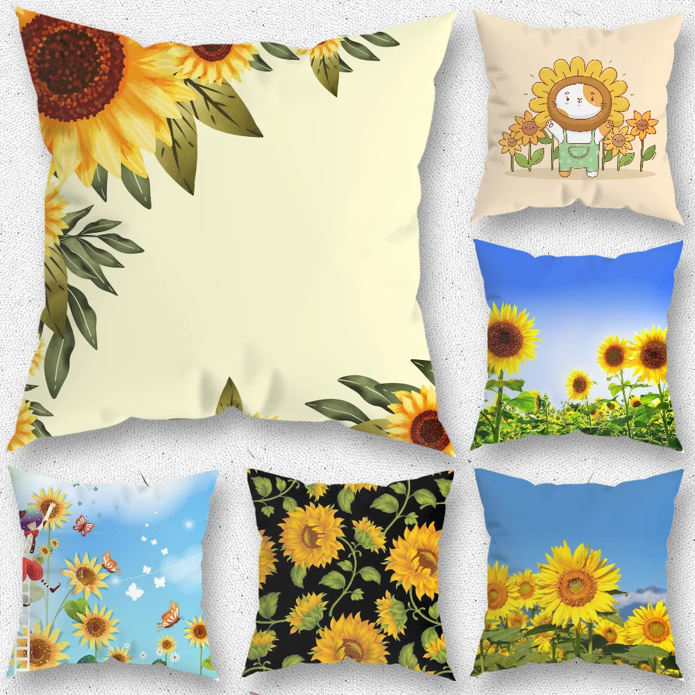 

sunflower Cartoon Pillow Case For Home Bedroom Room Decoration Living Room Sofa Cushion Cover Suitable