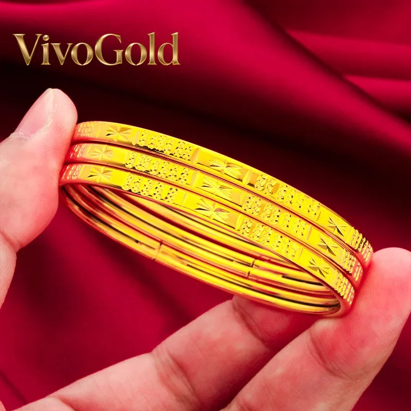 

VivoGold VivoGold Hollow Clasp Bracelet for Women, 24K Gold, AU999 | Polished round hollow design with easy clasp, sleek for dai