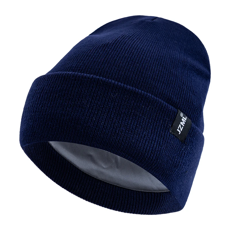 Neue Stil JZML Brief Plüsch Satin Gefüttert Antistatische Beanie Hut Herbst & Winter Hüte Für Männer Und Frauen Outdoor gestrickte Hüte – Detail 13