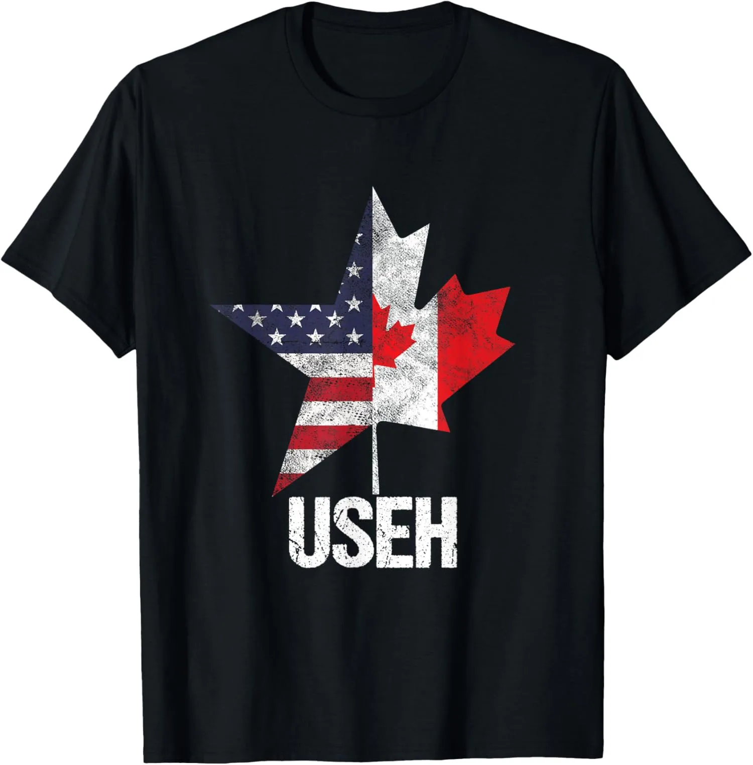 Half Canadian American USEH Canada USA Flag United T-Shirt
