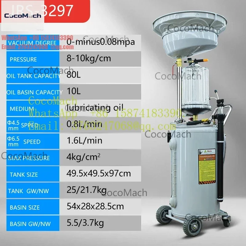 80L Waste Oil Collector and Filling Machine, Multifunctional Oil Extractor Refiller for Car Repair and Vehicle Maintenance