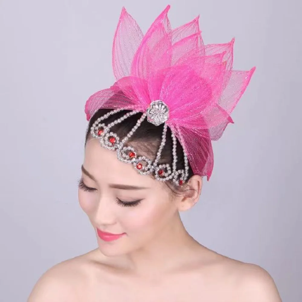 Dance Elegant Veil Brim Hats Fascinator Kentucky Derby Hats Women Weddings Hot Pink Hats Tea Party Hair Flowers Headwear Clip