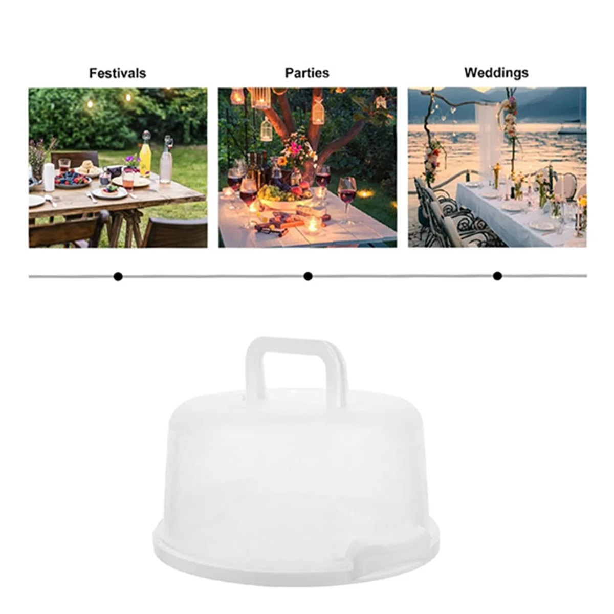 

A47U Box Portable Cake Box Muffin Carrier Clear Container with Lid Round Cake Holder Cake Container Bread Storage Container