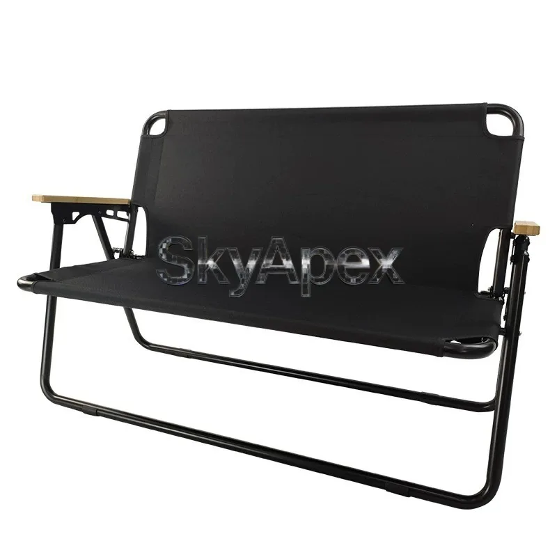 Double Person Outdoor Foldable Chair Portable Two Seat Stool Sturdy Comfortable For Camping Picnic Beach Leisure Activity