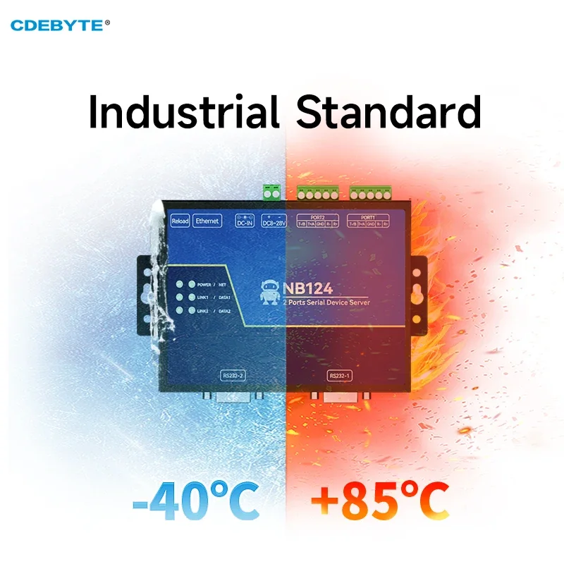 CDEBYTE 2 채널 RS485/RS232/RS422 Ethnernet 직렬 서버 NB124 TCP UDP MQTT HTTP Modbus 게이트웨이 TCP- RTU Watchdog DC8-28V