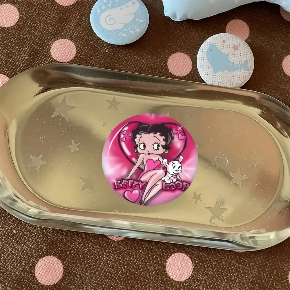 Anime B-BettyS Doll C-Boop-Es  Anime Creative Tinplate Soft Button Pins Animal Icon Brooch Lapel Backpack Badge Accessories Pin view 5