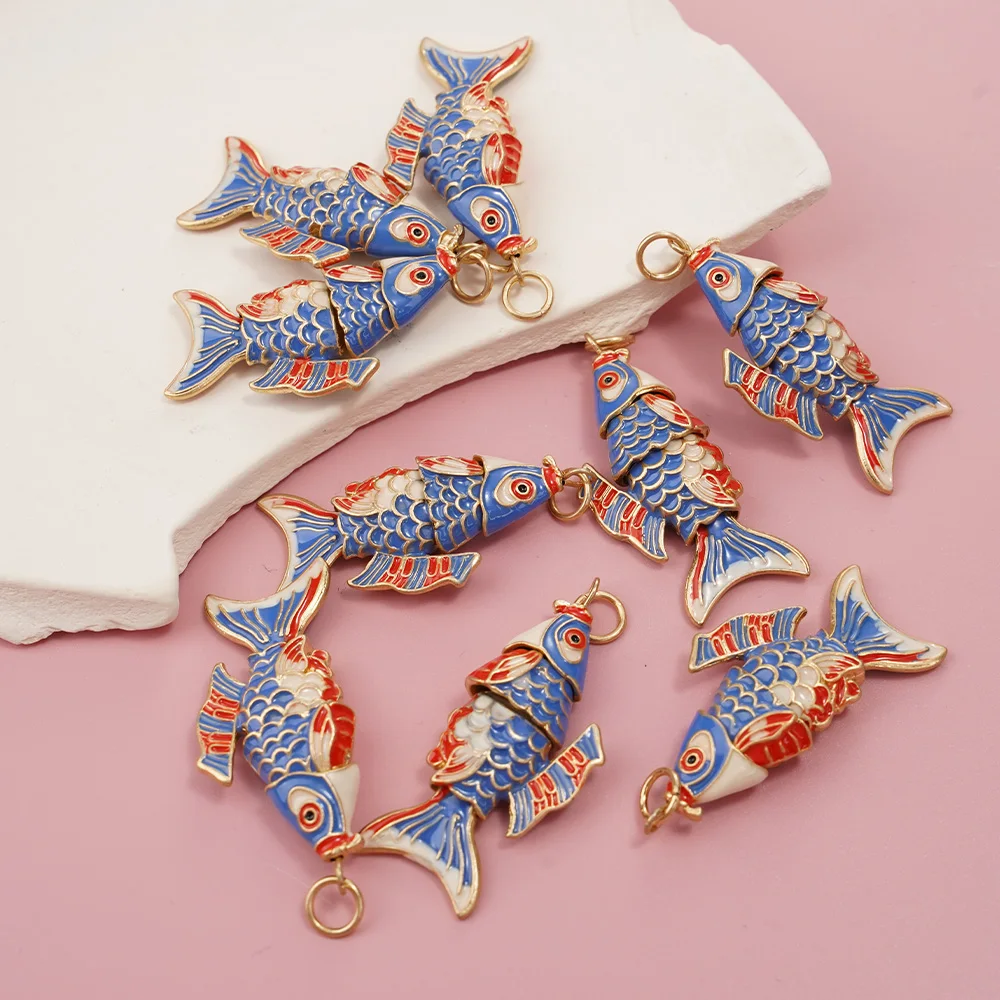 7 Pieces Carp Pendant Set DIY Fashion Jewelry Materials for Bracelet Necklace Earrings Bag Charm - Beautiful Fish Design
