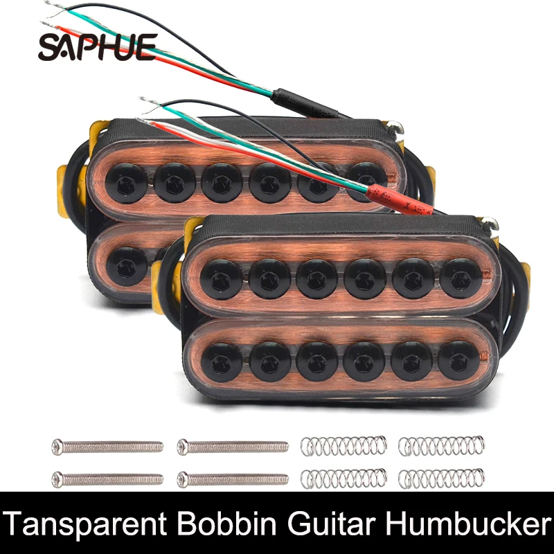 Electric Guitar Humbucker Big Adjustable Screw Dual Coil Guitar Pickup with 4 Conduct Cable/Coil Splitting Transparent