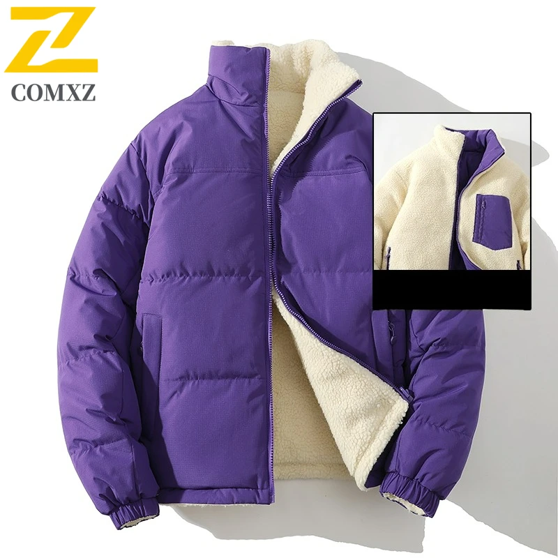 

Winter Jacket Men 2025 New Trendy Double Sided Wear Shearling Thickened Parka Outdoors Skiing Windproof Warm Padding Coat