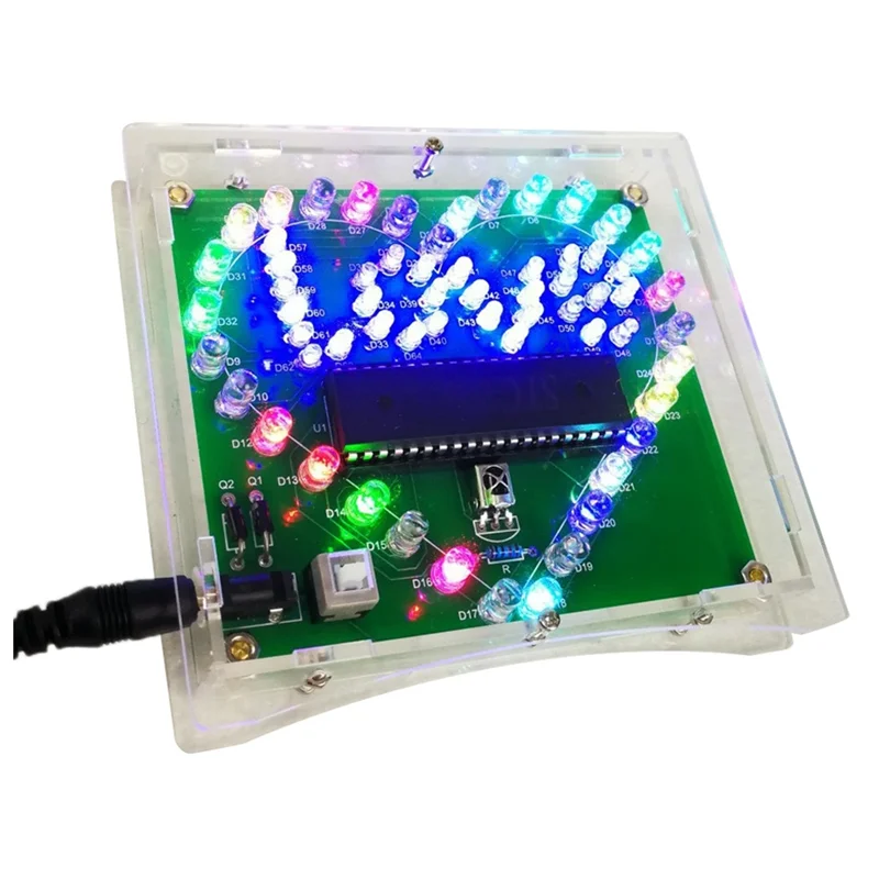 DIY Electronic Kit Colorful LED Flash Love Heart DIY Remote Control Soldering Project Kit Valentine'S Gift with Shell