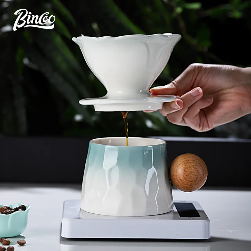 Bincoo American Hand-Brewed Coffee Filter Cup Sharing Cup Coffee Pot Set Conical Drip Filter Paper Camping Style Travel