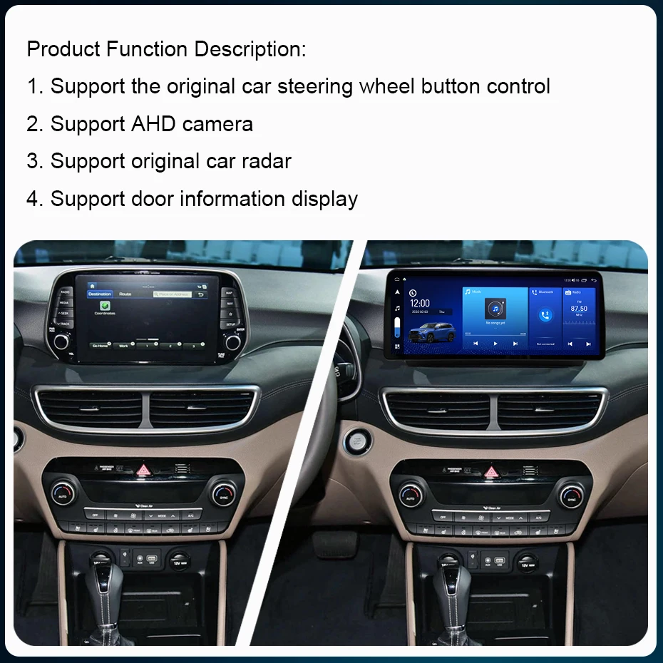 12.3 Inch Android 12 For HYUNDAI TUCSON 2017-2021 LHD RHD Car Video Multimedia Video Players GPS 8 Core 8G+256G CarPlay 1920*720