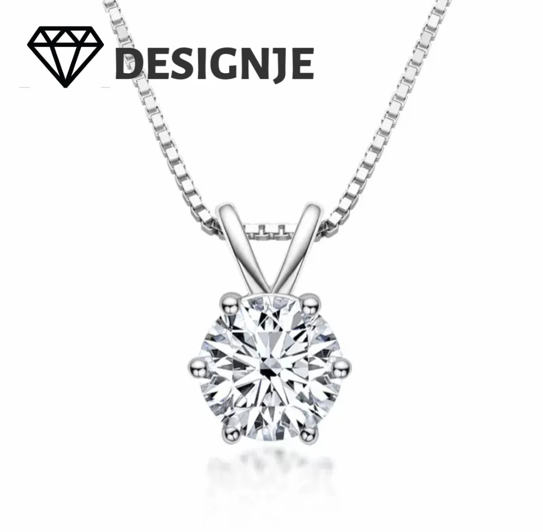 

Luxury 1ct classic six-prong D-color moissanite0.5- 5-carat necklace, high-end feeling, simple temperament, pendant jewelry