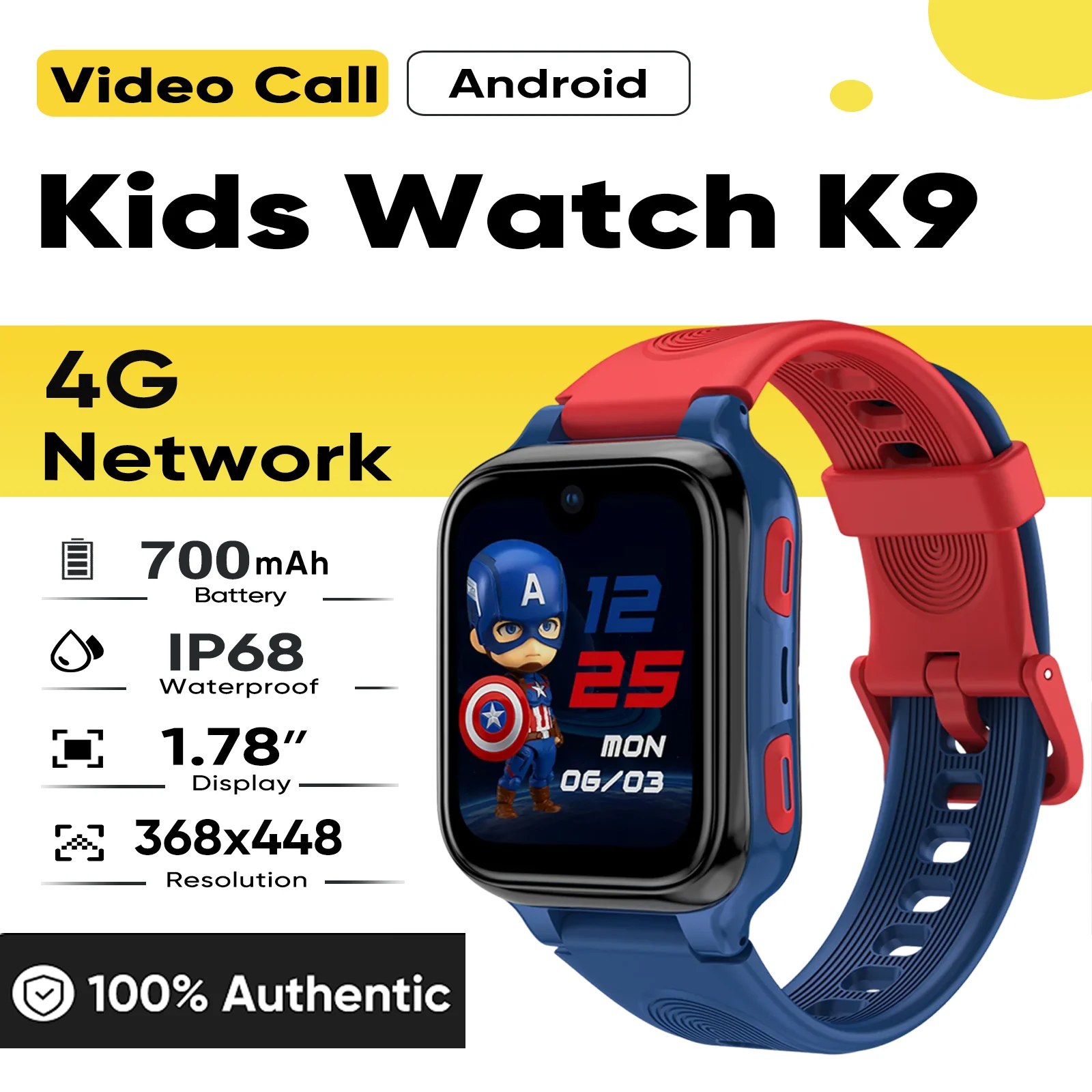 4G AI Kids Smart Watch K9 HD Camera Video Calling SOS GPS Tracking Child Smartwatch Thinnest IP68 Waterproof Phone Watch