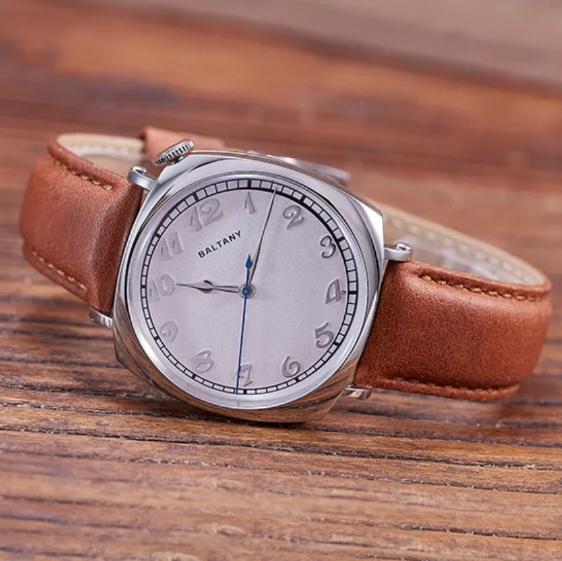 Baltany Men Automatic Watch Pilot 38mm Square Mechaical Wristwatch Waterproof Sapphire Mirror Leather Strap Miyota 9039