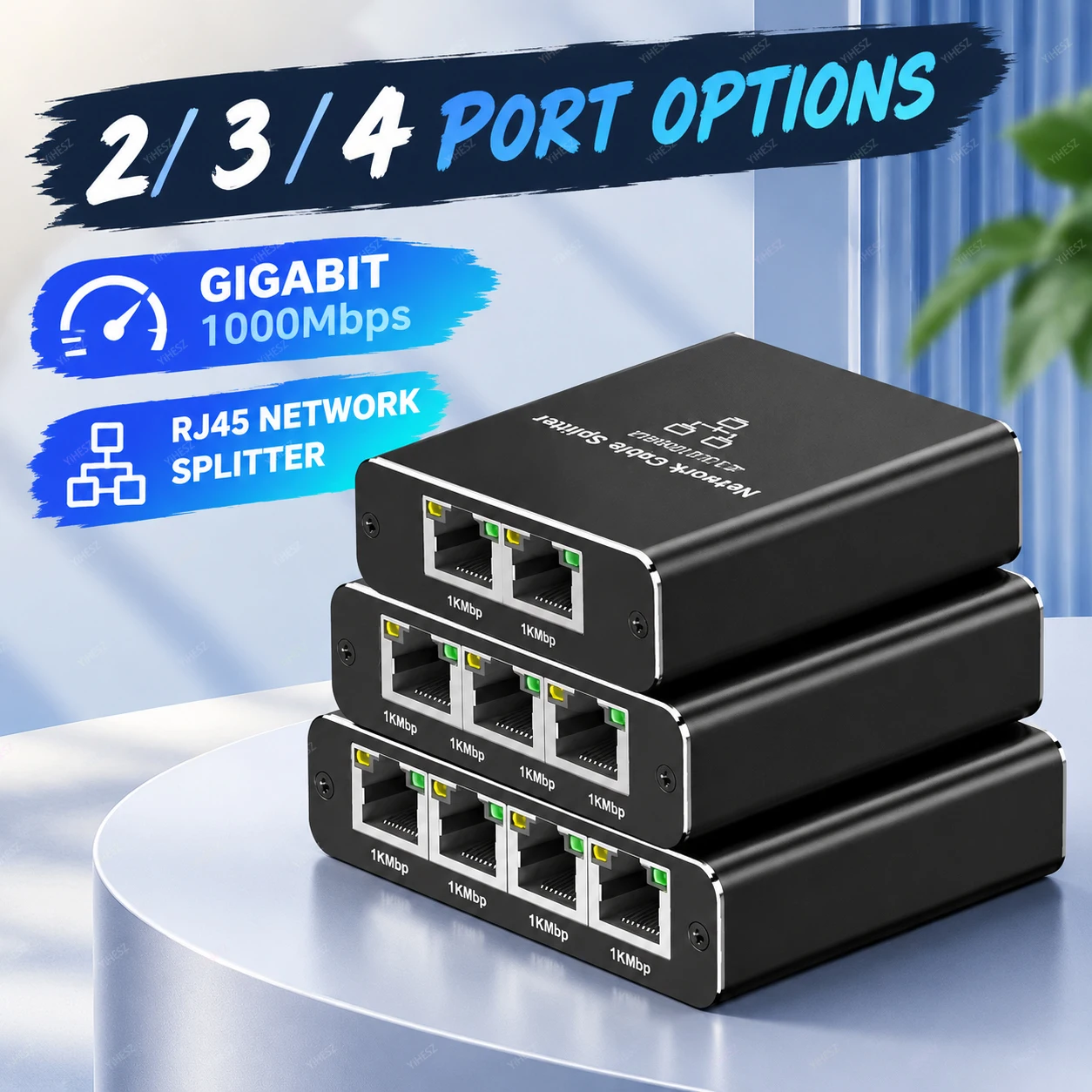 RJ45 Gigabit Ethernet Splitter 1 to 2 3 4 Port LAN Network Adapter for Router IPTV Computer USB 5V Power Cable 1000Mbps Device