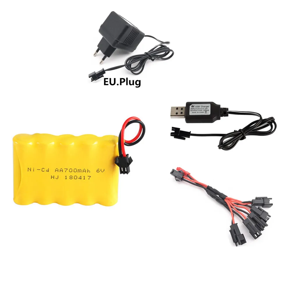 6v 700mah nicd Battery and 6v Charger Sets For Rc toys Cars Boats Guns Tanks Robots 5* AA 6v Rechargeable Battery Pack