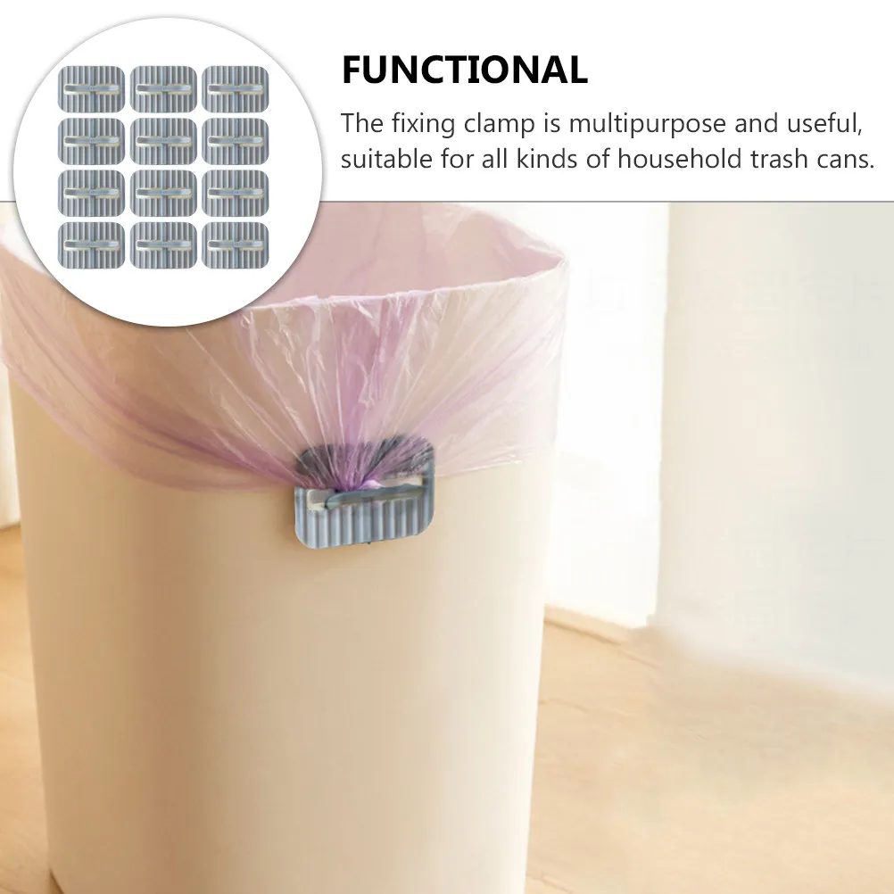 16Pcs Trash Bag Fixing Clamp Garbage Bag Fastener Clip Compact Sturdy Non-Slip Retainer for Round Square Plastic Metal Trash