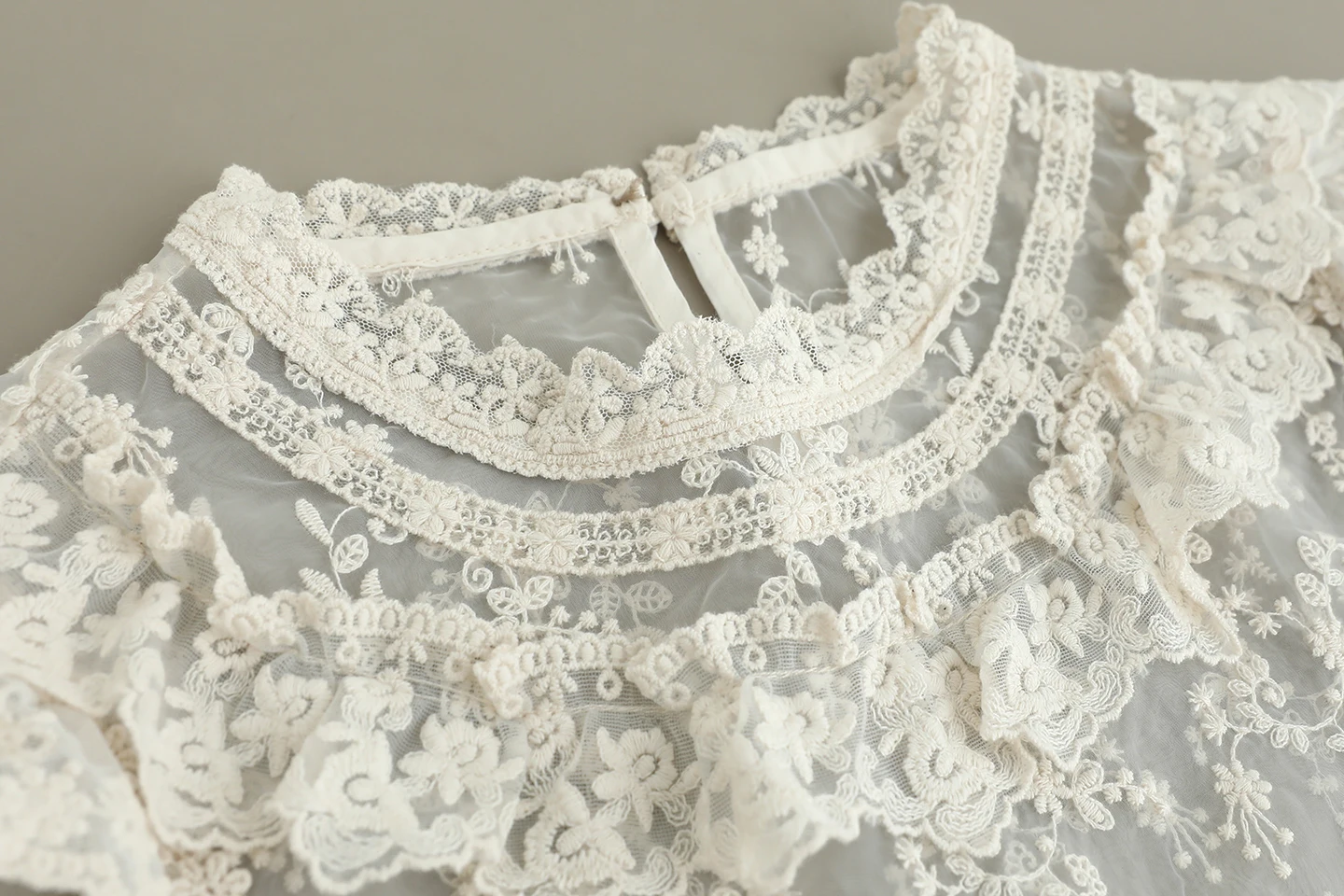 Japanese Sweet Mori Girl Lace Embroidery Organza Shirts Women Autumn Stand Collar Long Sleeve Casual Loose Pullover Blouse Tops