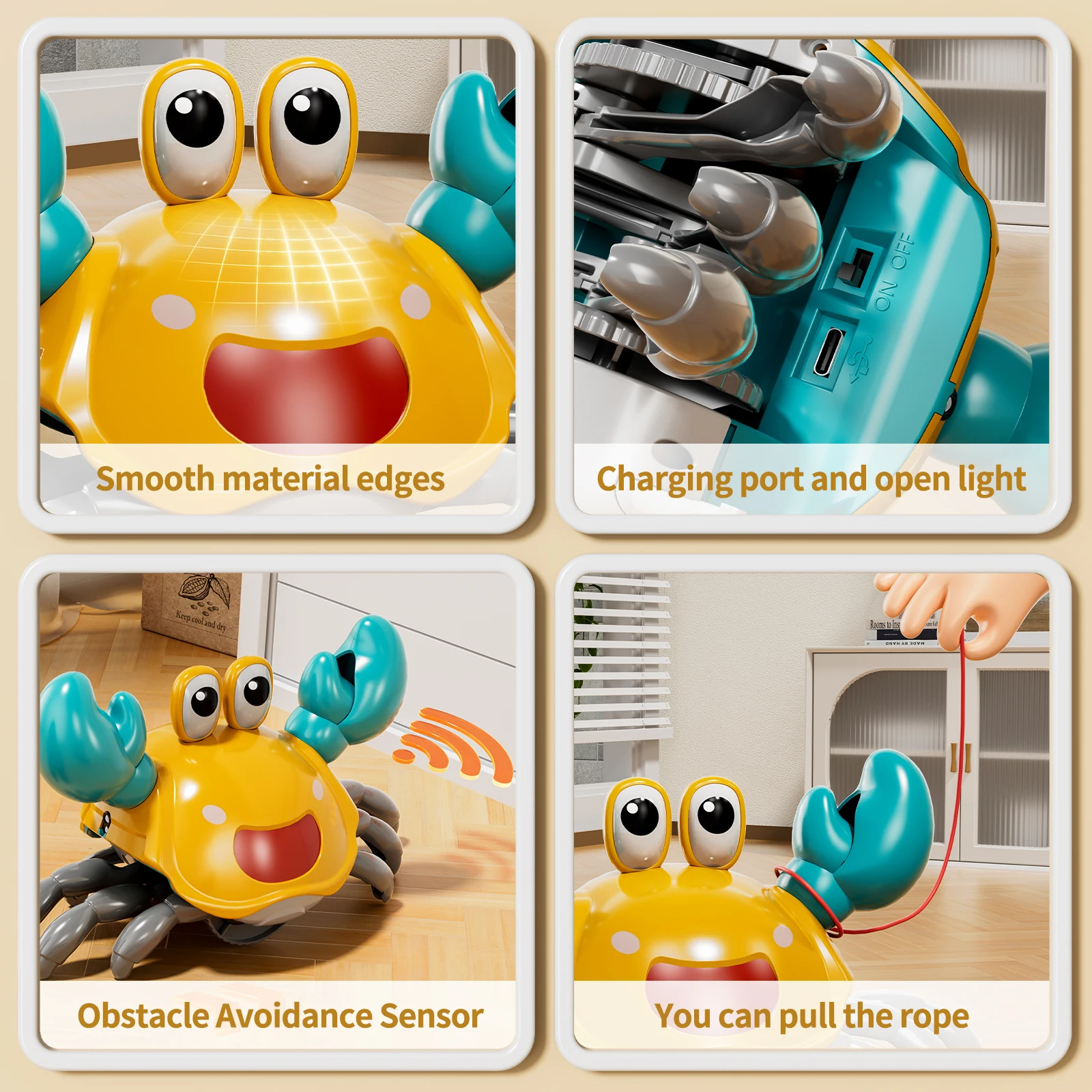 Kruipende krabspeelgoed, dansend bewegend krabspeelgoed voor meisjesjongens, kruipende krabspeelgoed verjaardagscadeaus