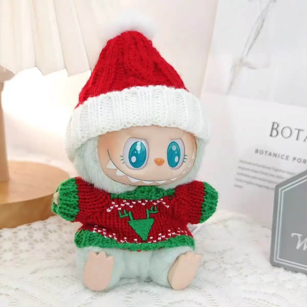 

17cm Mini Plush Doll'S Clothes Outfit Accessories For Labubu Idol V1 V2 Christmas Cookie Man Sweater Hat Clothing New Year Gift