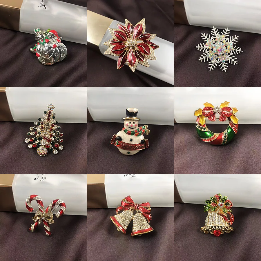 Creative Fun Christmas Series Brooch Lucky Holiday Blessing Gifts Jewelry Accessories Angel Snowman Christmas Tree