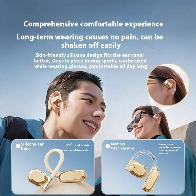 New Open Ear Earbuds Wireless Bluetooth Headphones with Noise Canceling Music Secure Hook Waterproof Design for Gym Running view 4