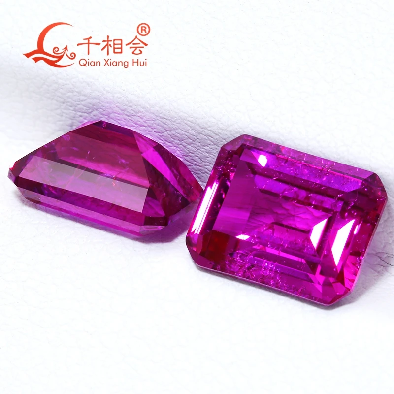Lab-Created  Sapphire Emerald Cut rose purple Loose Gemstone with Minor Cracks And Inclusions Corundum Loose Stone AGL