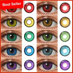 Lentes de contacto de colores para ojos, lentillas multicolores, azul y rojo, Anime, Cosplay, pupilas de belleza