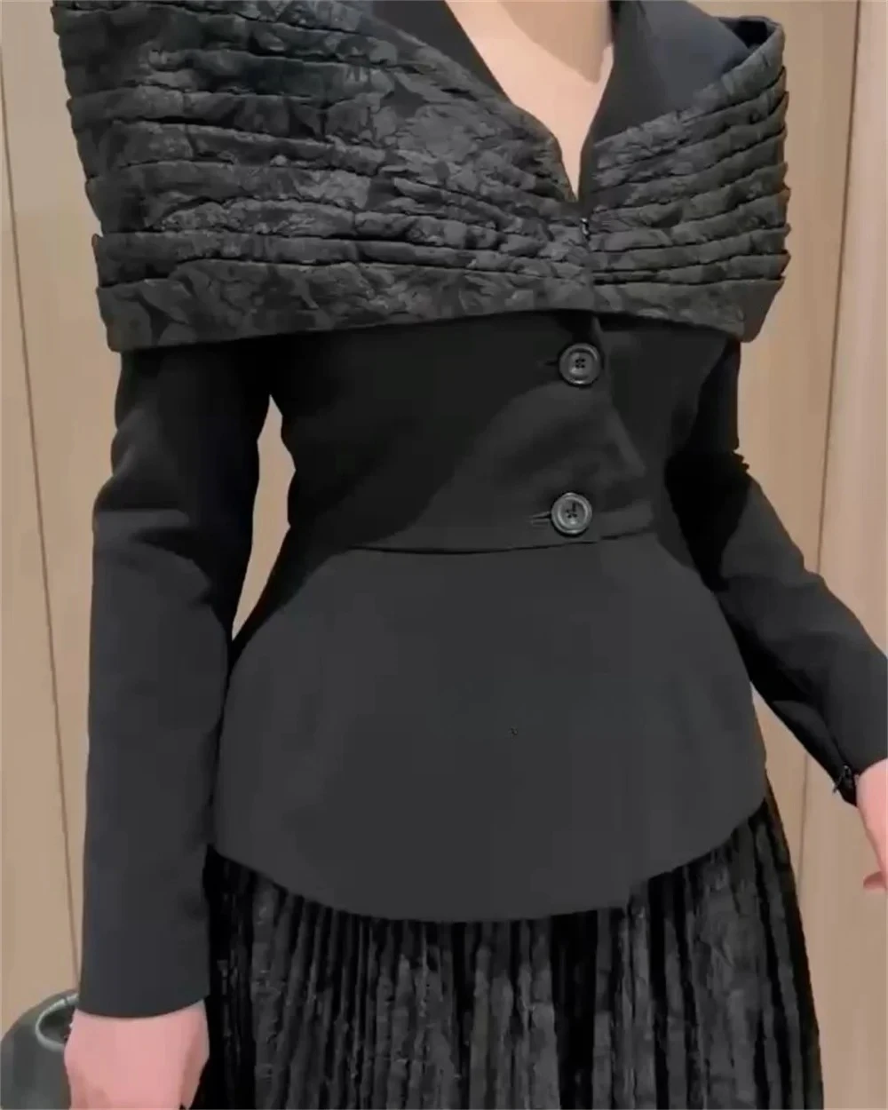 بدلة سوداء فستان سهرة مخصص بأكمام طويلة ورقبة على شكل حرف v طول الكاحل فساتين سهرة على شكل حرف A فساتين حفلات رسمية بسيطة 2025 #4