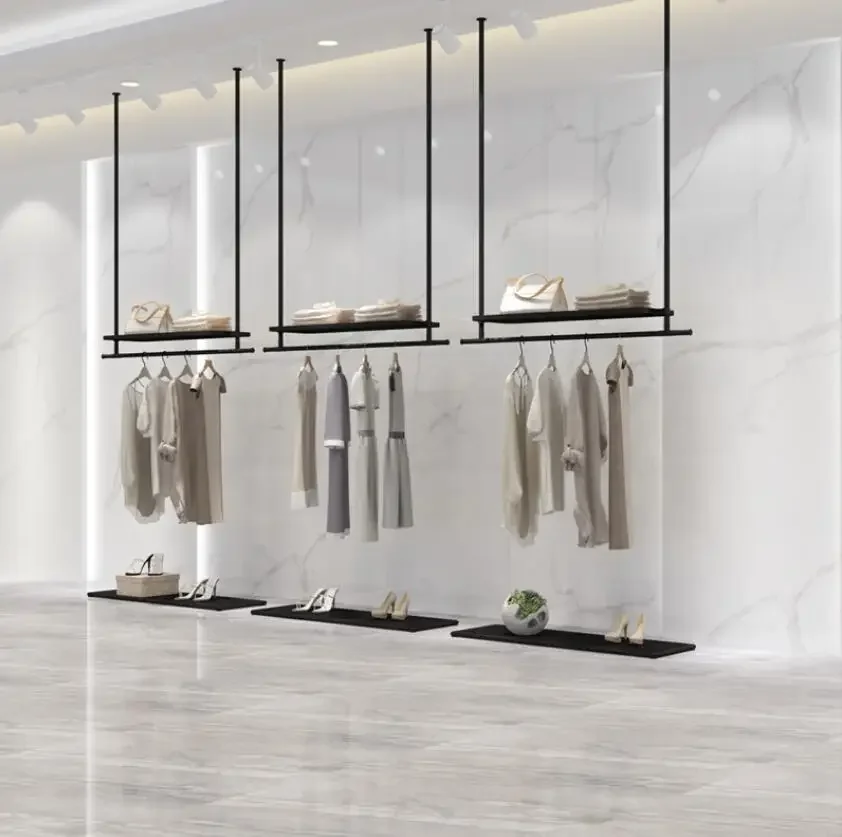 

Clothes store ceiling hanging hanger hanger hanging wall clothing display rack boys' clothing rings women's clothing shelf