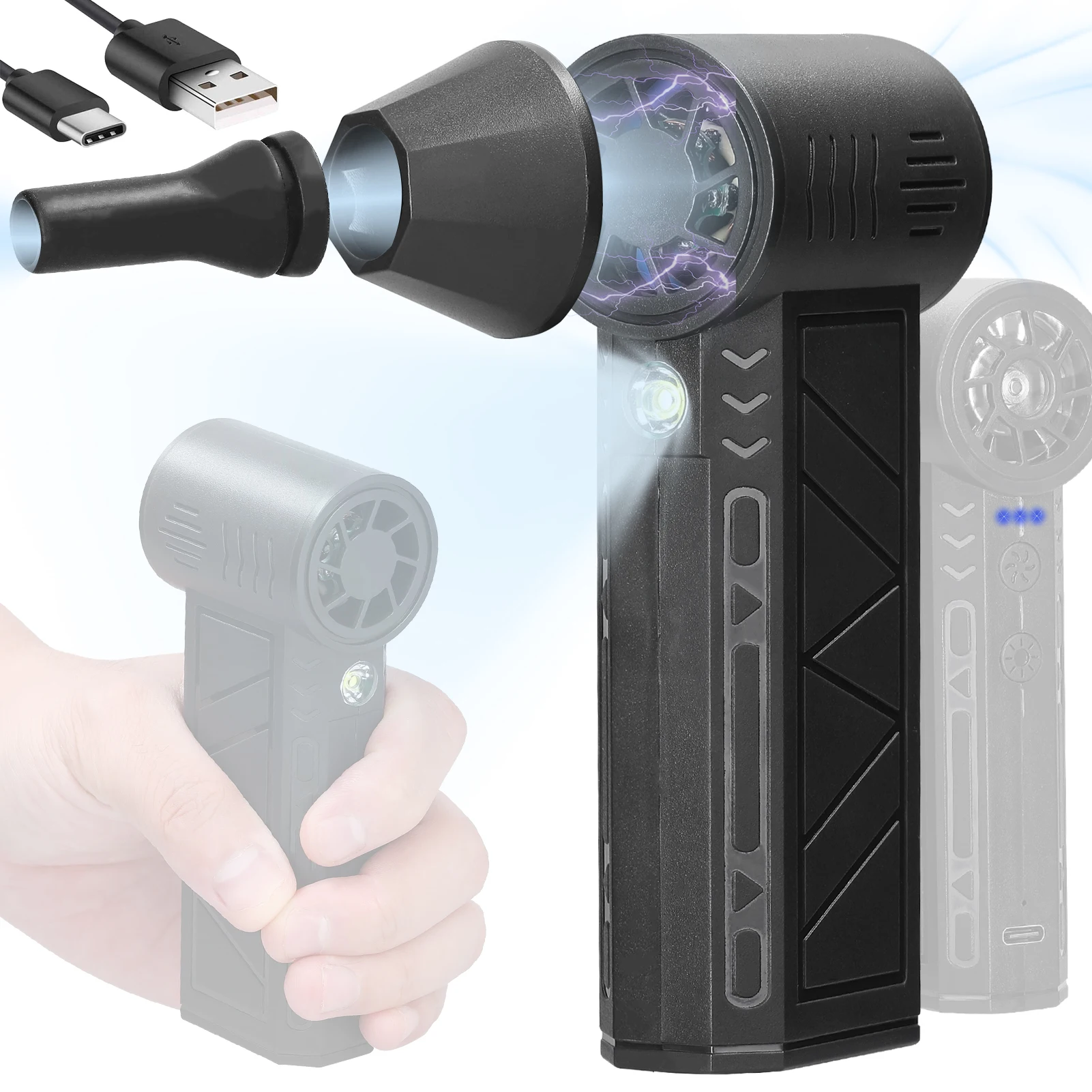 

Ручной турбовентилятор с канальным двигателем 130 000 об/мин, литиевый мощный вентилятор, портативная автомойка, многофункциональный пылеудалитель, инструмент для уборки