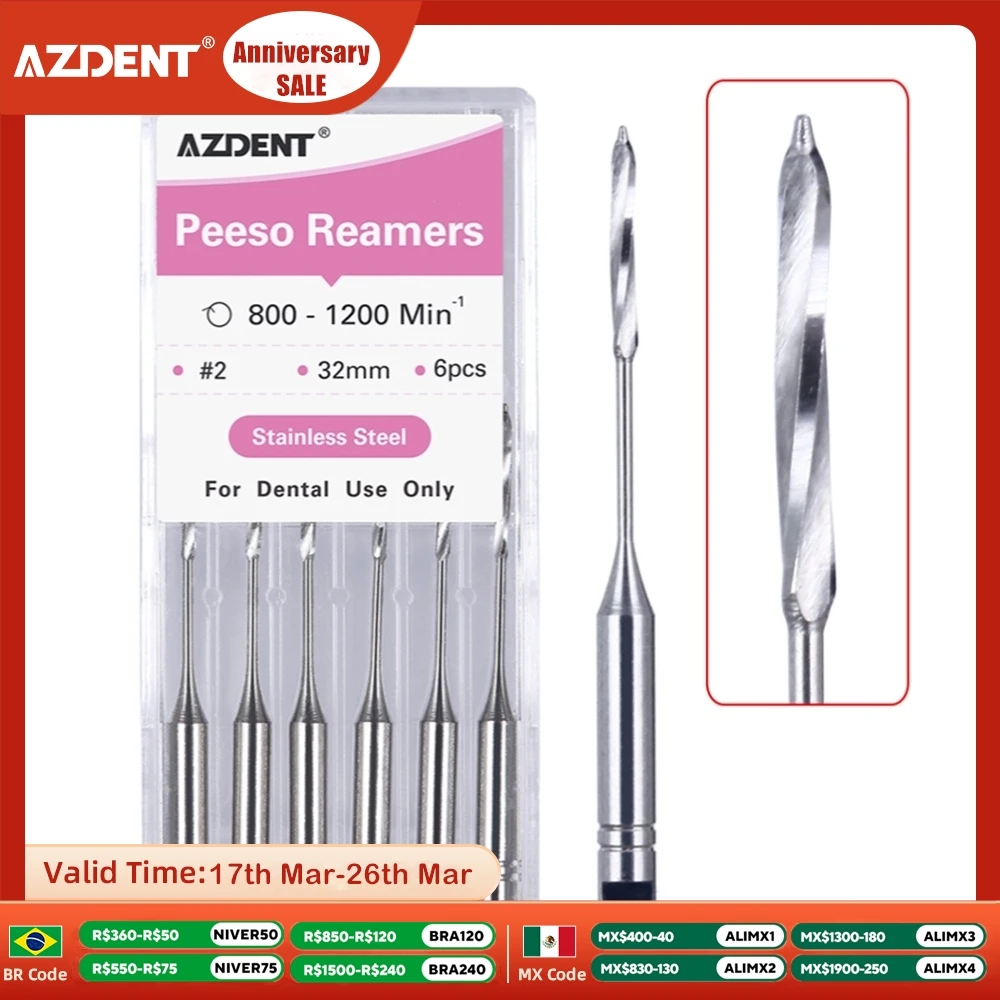 AZDENT Dental Endodontic Drill Gates Glidden Peeso Reamers Rotary Paste Carriers 32mm/25mm Engine Use Stainless Steel Endo Files