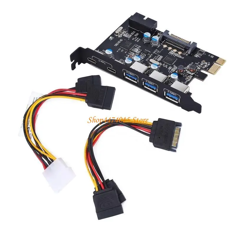 

K1AA PCI-E USB3.0 Карта 5-порт тип C (2) Типей (3) Чип FL1100 5 Гбит / с для настольного ПК