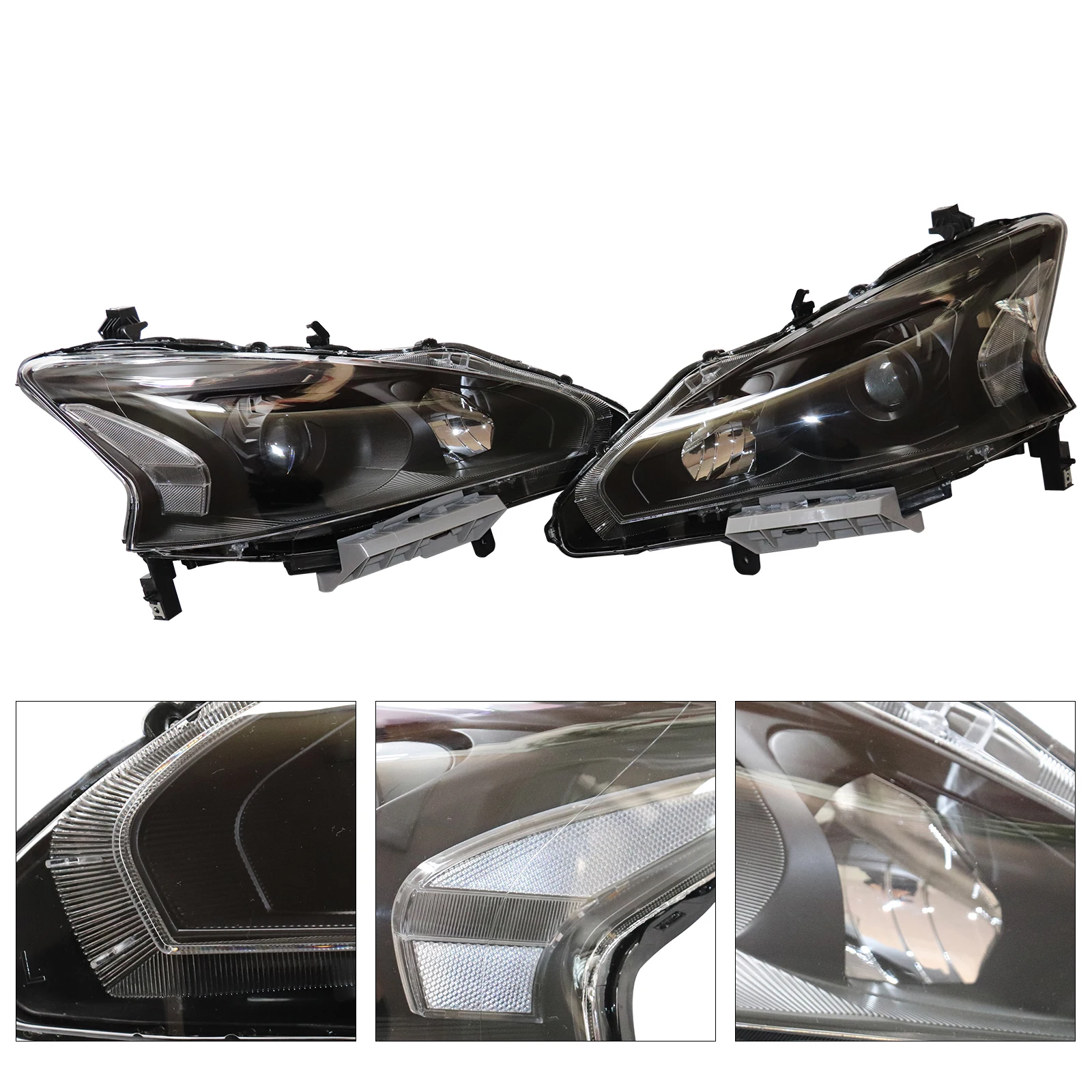 

FOR 13-15 NISSAN ALTIMA SEDAN BLACK/CLEAR CORNER PROJECTOR HEADLIGHT