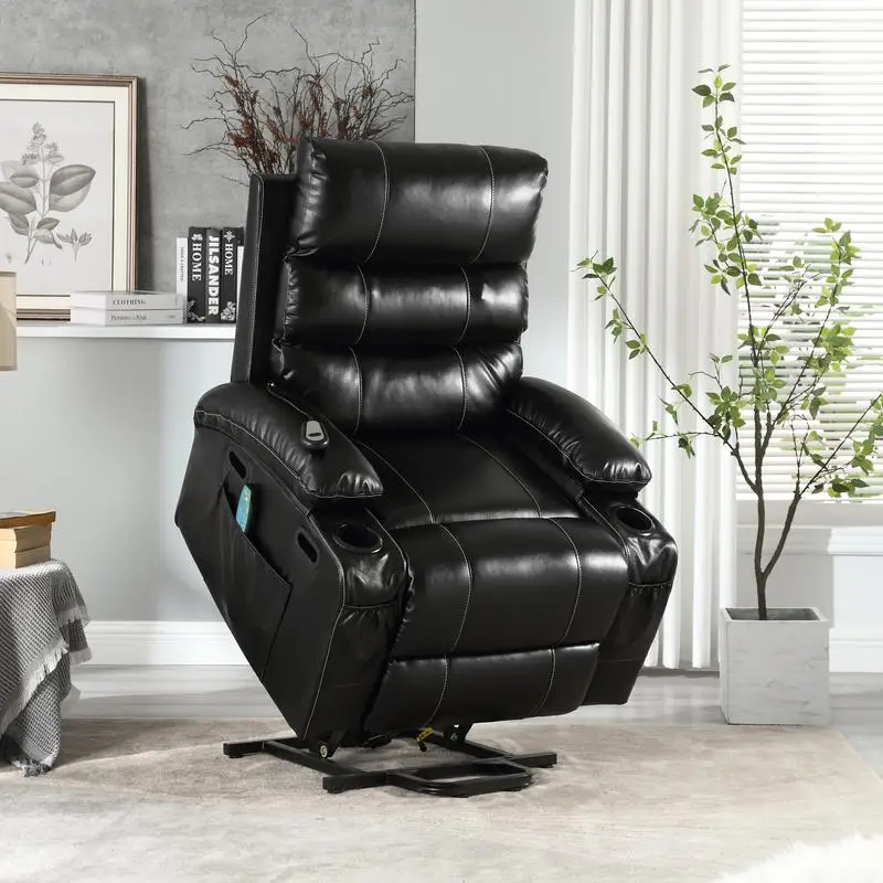 

Large Electric Power Lift Recliner Chair for Seniors, 21" Seat Width, 8-Point Vibration Massage with Lumbar Heat, Remote
