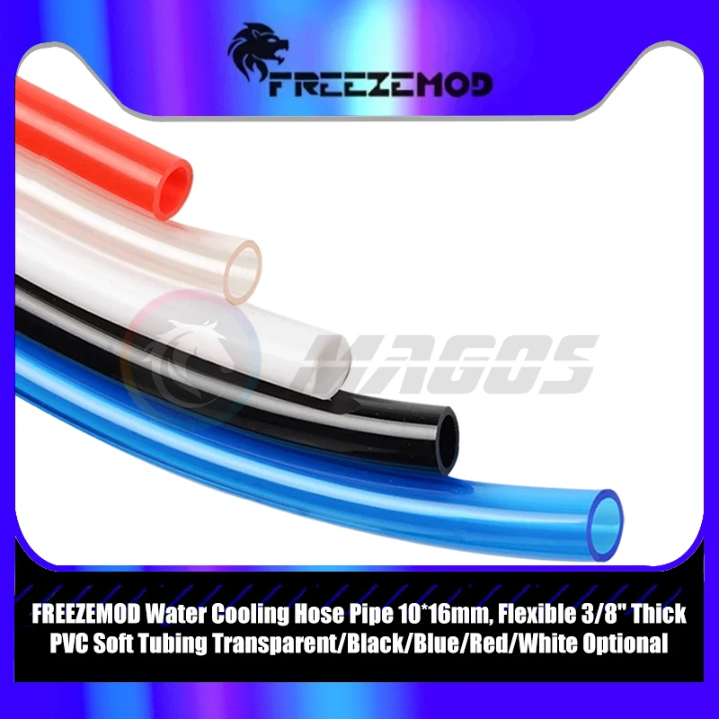 Water Cooling Hose Pipe 10*16mm, Flexible 3/8'' Thick PVC Soft Tubing Blue /Red /White /Transparent /Black Optional