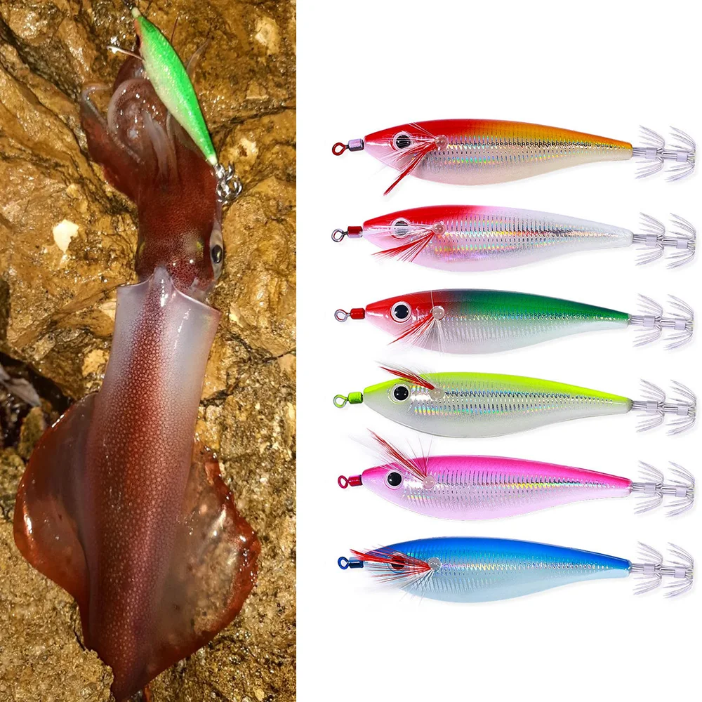 Artificial Squid Jig 10cm 10g Eging Squid Fishing Noctilucent Squid Hook Cuttlefish Jig Lure For Saltwater Sea Fishing Octopus