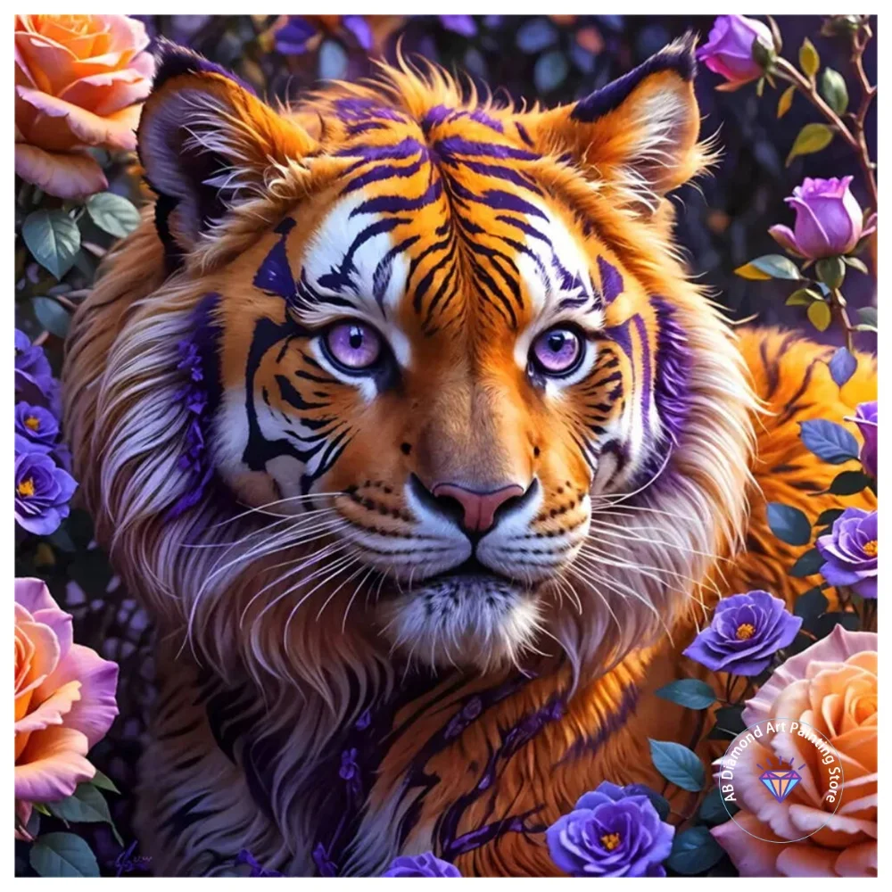 

Tiger Animal AB Diamond Painting Kit Square Round Diamond 5D DIY Cross Embroidery Handmade Art Adult Exquisite Gift Home Decor