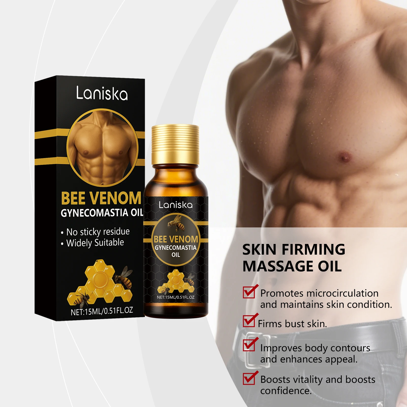 Aceite Reductor de Pecho para Hombres