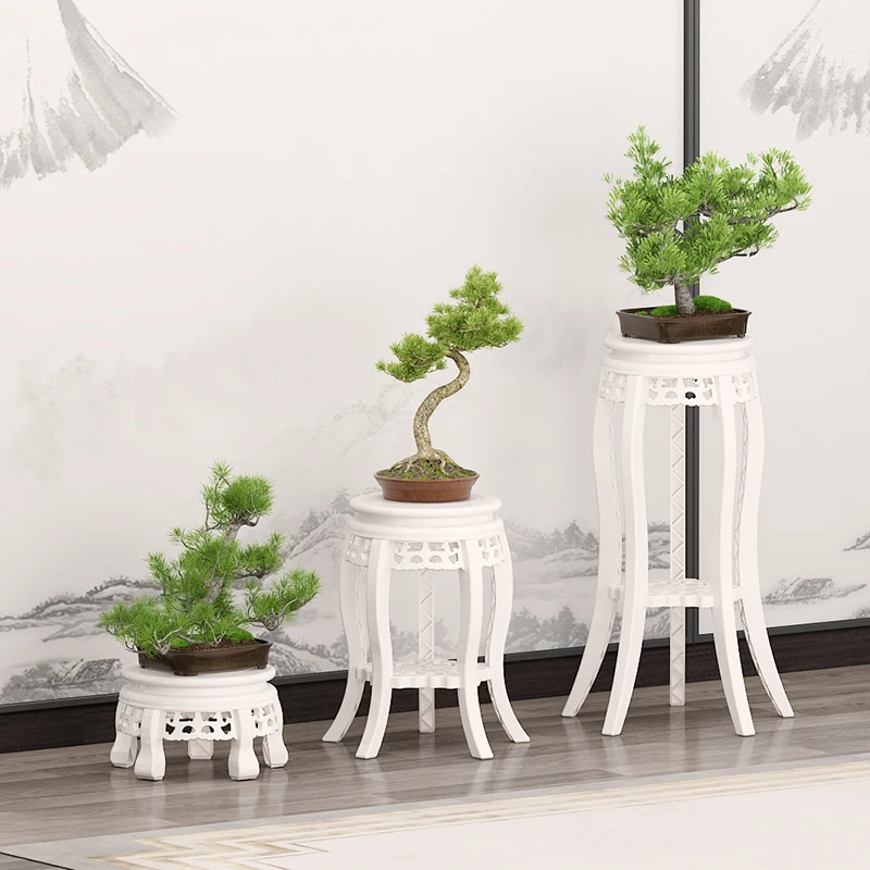 Plastic Multi-Layer Flower Stand, Indoor Faux Wood, Chinese Style Plant Rack