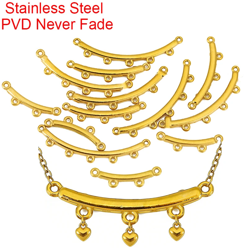 10pcs 2 3 4 5 Loops Stainless Steel Necklace Connectors Clasps PVD Never Fade Bar Links Stick Bracelet Findings Jewelry Making
