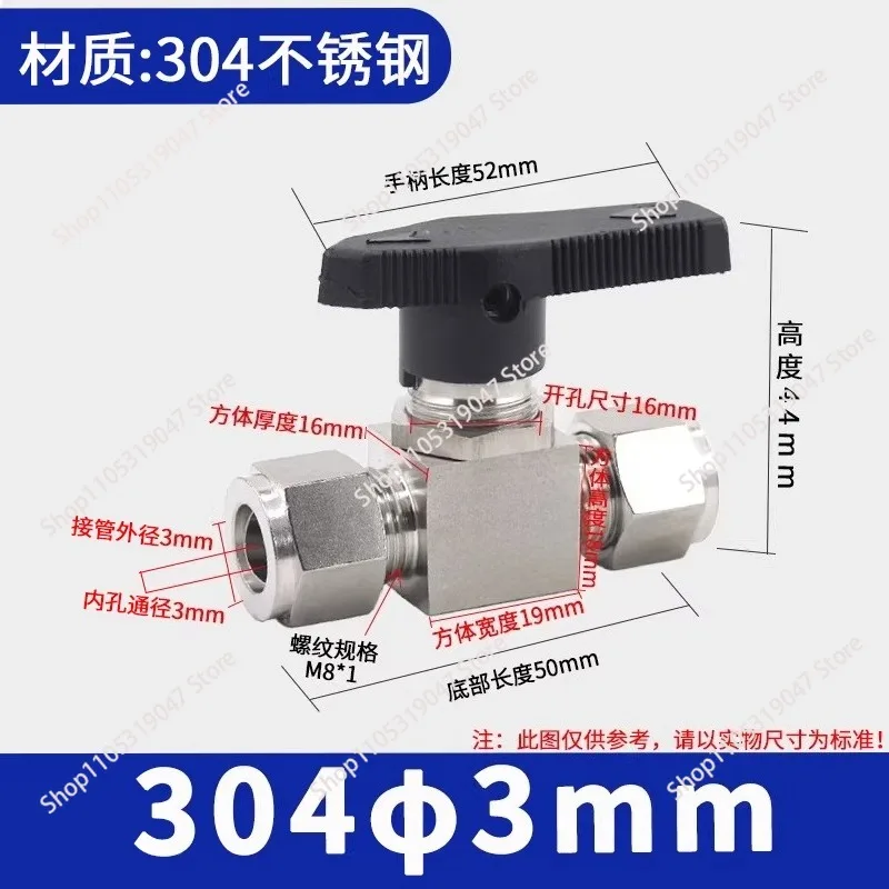 304Stainless Steel Cartridge Ball Valve Straight Through Panel Instrument Switch Air Source Ball Valve