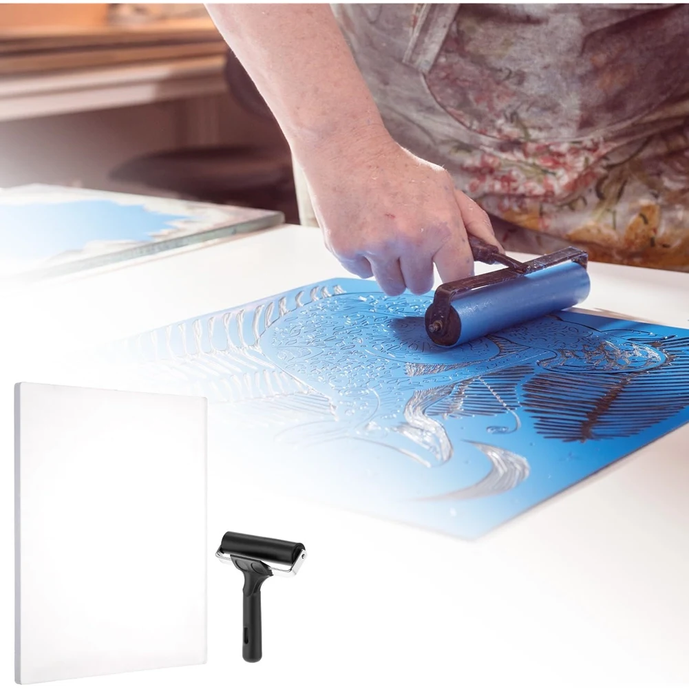 

Гелевая печатная пластина ABLJ, 8 x 10 дюймов, формат А4, с резиновым валиком-роликом — инструмент для монопринта и гравюры