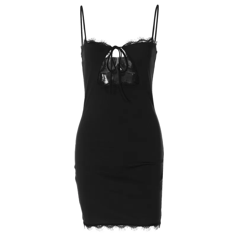 女性のためのセクシーなレースのドレス,透かし彫り,ホルター,Vネック,ローカット,スリム,ラップ,ヒップ,ファッショナブル,夏,新しい