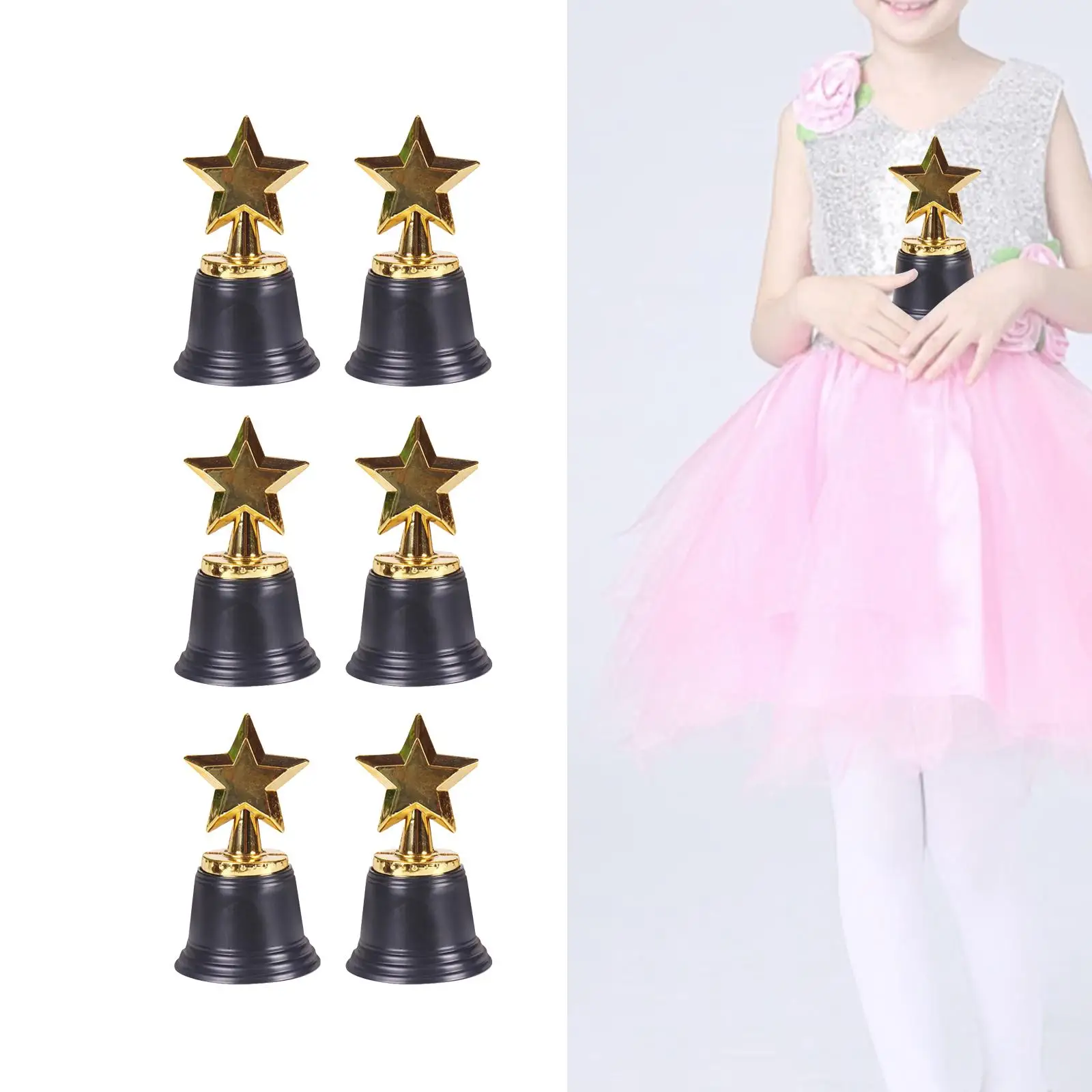 6x Trophy Award Party Rewards Trophy Cups Mini Star Trophies for Kids Adults Events Classroom Sports Tournaments Winning Prizes