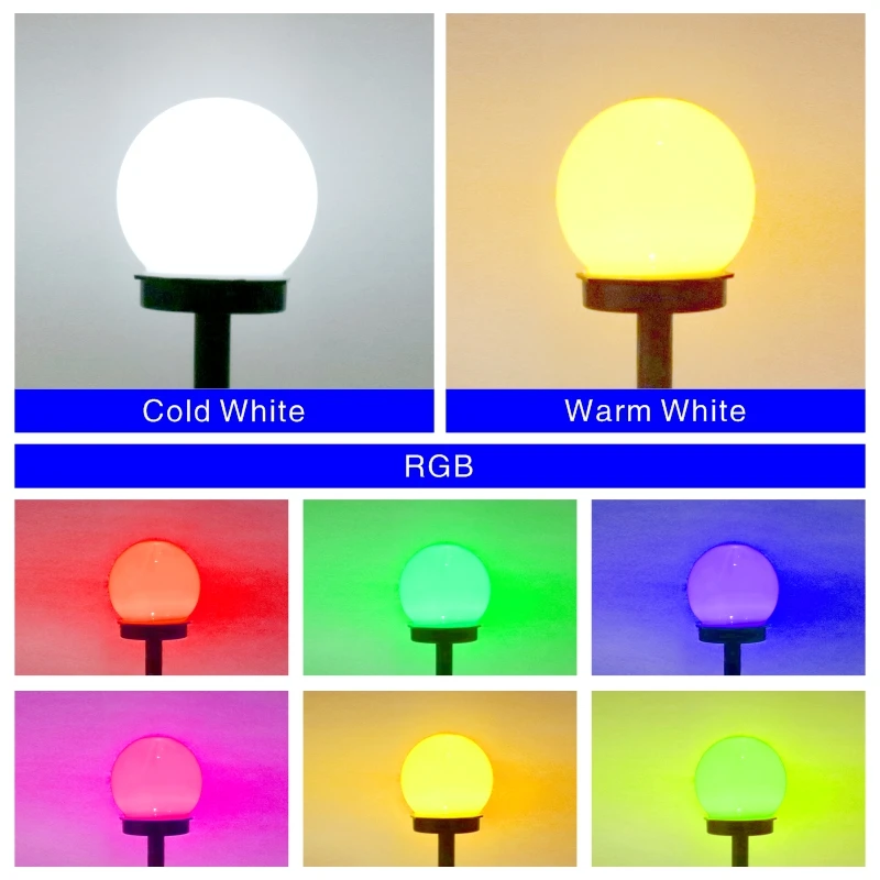 8pcs Led Lawn Lamp Round Ball Solar Pathway Lights Landscape Waterproof Outdoor Yard Buried Night Lights Garden Floor Lamp