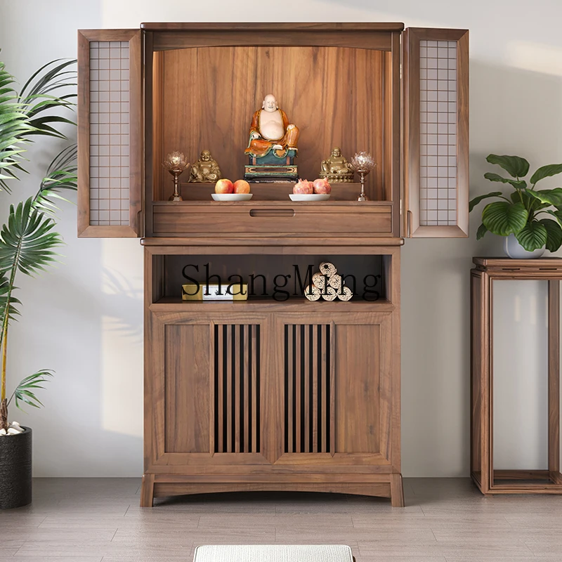 

SM New Chinese Style Black Walnut Wood Buddha Shrine Offering Table Altar Home Buddha Table Bodhisattva Cabinet Buddha Cabinet