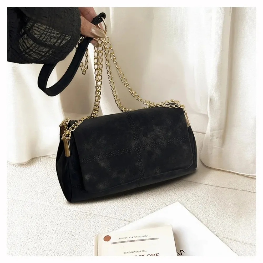 Hochwertige Wildleder-Schultertasche mit Großer Kapazität Ketten-Umhängetasche Quadratische Handtasche für Damen – Detail 6