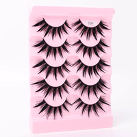 NEW 5Pairs Natural 3D Dramatic Fairy Clusters Manga Lashes Fake Eyelashes Wet Look Cosplay Lashes